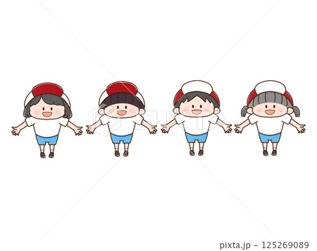 体操着　こどもたち　キッズ　見上げる 125269089