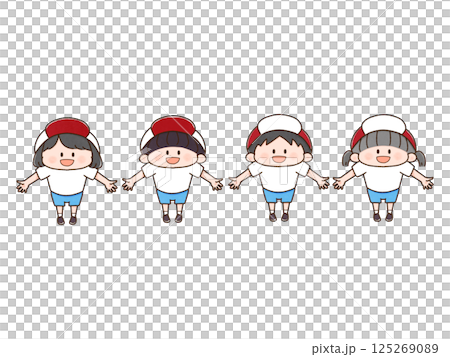 体操着　こどもたち　キッズ　見上げる 125269089