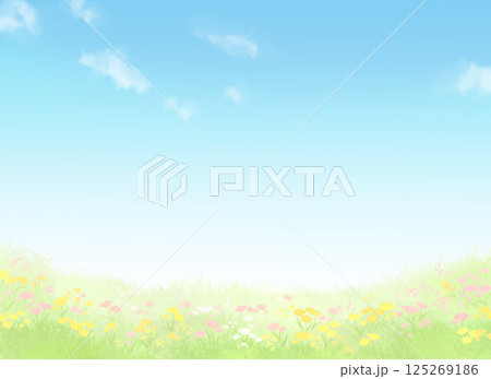 青空と花畑のある風景 125269186