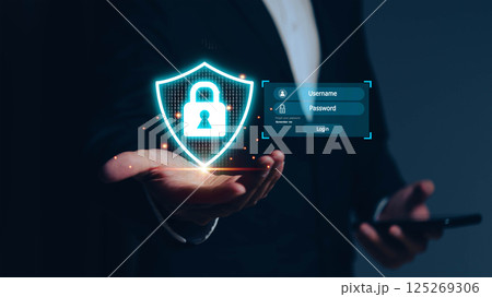 Secure your digital world with robust data protection and privacy measures, Safeguard your valuable data and personal information with cutting-edge cyber security. 125269306