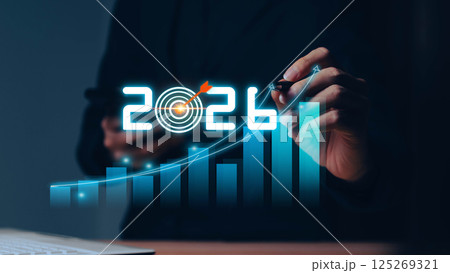 Businessman analyzing 2025 profit growth performance for the 2025-2026 financial plan. Image depicts market concepts, finance trends, revenue graphs, money, and profitability analysis for future Businessman analyzing 2025 profit growth performance for the 2025-2026 financial plan. Image depicts market concepts, finance trends, revenue graphs, money, and profitability analysis for future 125269321