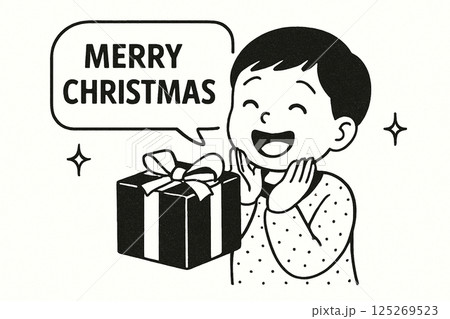クリスマスプレゼントをもらう男性 125269523