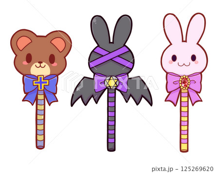 アニマル型の魔法少女ステッキセット 125269620