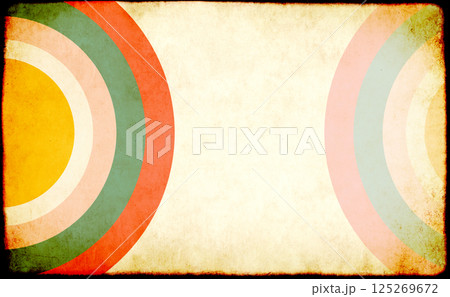 Vintage grunge background with paper texture and circular striped pattern of different colors. Horizontal or vertical retro banner with paper texture. Vintage cardboard backdrop. Copy space for text Vintage grunge background with paper texture and circular striped pattern of different colors. Horizontal or vertical retro banner with paper texture. Vintage cardboard backdrop. Copy space for text 125269672