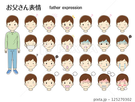 若い男性の顔のイラストセット 125270302