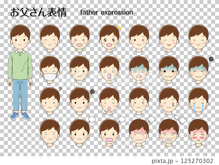 年輕男子麵孔的插圖集 125270302