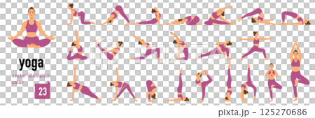 瑜珈姿勢插圖設定顏色 125270686
