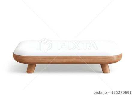 modern coffee table featuring sleek white top and natural wood legs, perfect for enhancing any living space with style and connectivity 125270691