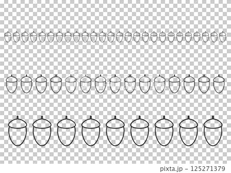 黒のシンプルなどんぐりのラインセット 125271379