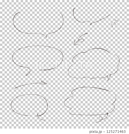 インクペンの手描き風 吹き出し＆矢印セット｜シンプルで使いやすい線画素材 125271463
