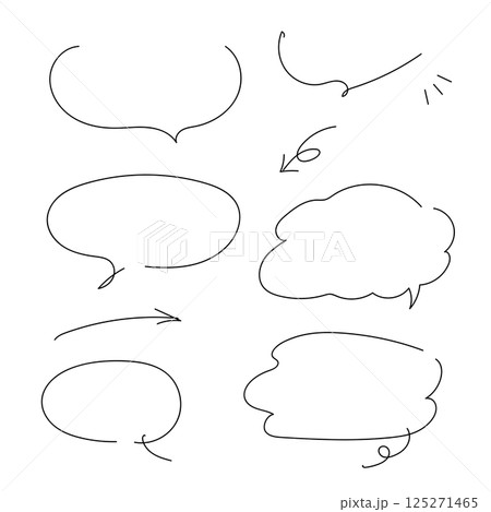 手描き風 吹き出し＆矢印セット｜シンプルで使いやすい線画素材 125271465