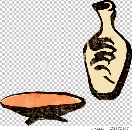 Sake bottle and sake cup illustration 125272167