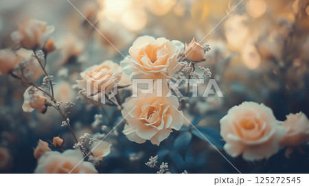 ベージュ色の花の背景素材（Generative AI） 125272545