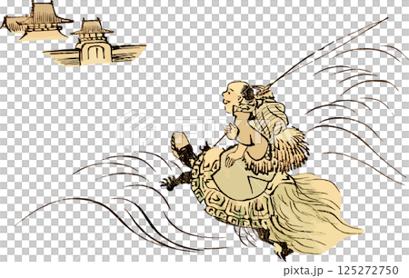 浦島太郎前往龍宮城的草圖 125272750