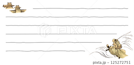 竜宮城に向かう浦島太郎の一筆箋素材 竜宮城に向かう浦島太郎の一筆箋素材 125272751