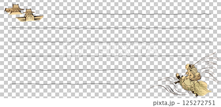 竜宮城に向かう浦島太郎の一筆箋素材 竜宮城に向かう浦島太郎の一筆箋素材 125272751