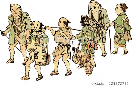 歩く人たちのゆる画素材 125272752