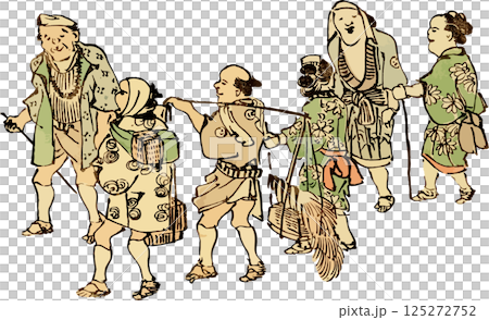 歩く人たちのゆる画素材 125272752