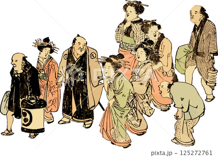 宴会帰りのお代官様のゆる画素材 125272761