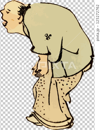 腰の低い商人のゆる画素材 125272762