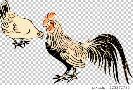 雄鶏と雌鶏のゆる画素材 125272786