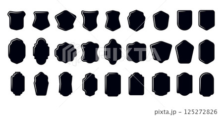 Set of Vintage Label and Badge Shapes. Shield Silhouette Black element Pack Set of Vintage Label and Badge Shapes. Shield Silhouette Black element Pack 125272826