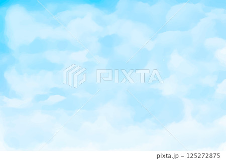 Sky blue and cloud background with clear horizon. Vivid cyan tones create a fresh and calm vector landscape. Perfect for nature scenes, summer designs Sky blue and cloud background with clear horizon. Vivid cyan tones create a fresh and calm vector landscape. Perfect for nature scenes, summer designs 125272875