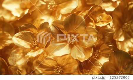 金の花の背景素材（Generative AI）のイラスト素材 [125272903] - PIXTA