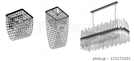 crystal chandelier for the interior isolated on transparent background, home lighting, 3D illustration, cg render 125273201