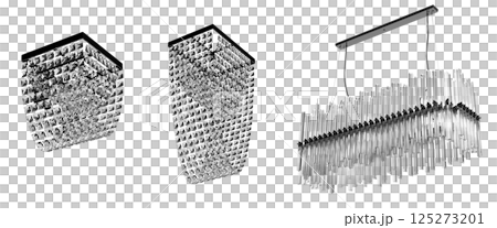 crystal chandelier for the interior isolated on transparent background, home lighting, 3D illustration, cg render 125273201