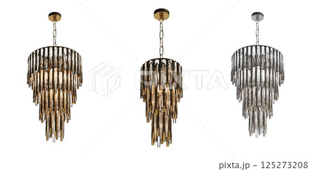 crystal chandelier for the interior isolated on transparent background, home lighting, 3D illustration, cg render crystal chandelier for the interior isolated on transparent background, home lighting, 3D illustration, cg render 125273208