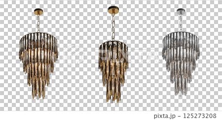 crystal chandelier for the interior isolated on transparent background, home lighting, 3D illustration, cg render crystal chandelier for the interior isolated on transparent background, home lighting, 3D illustration, cg render 125273208