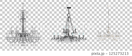 crystal chandelier for the interior isolated on transparent background, home lighting, 3D illustration, cg render 125273213