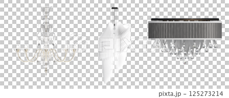 crystal chandelier for the interior isolated on transparent background, home lighting, 3D illustration, cg render crystal chandelier for the interior isolated on transparent background, home lighting, 3D illustration, cg render 125273214