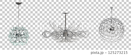 crystal chandelier for the interior isolated on transparent background, home lighting, 3D illustration, cg render crystal chandelier for the interior isolated on transparent background, home lighting, 3D illustration, cg render 125273215