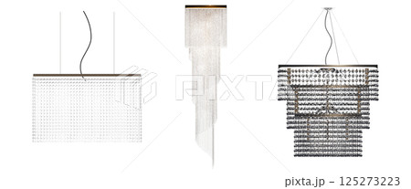 crystal chandelier for the interior isolated on transparent background, home lighting, 3D illustration, cg render 125273223