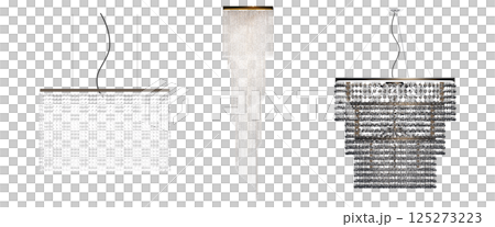 crystal chandelier for the interior isolated on transparent background, home lighting, 3D illustration, cg render 125273223