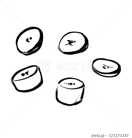 筆タッチのカットされたバナナのイラスト 125273287