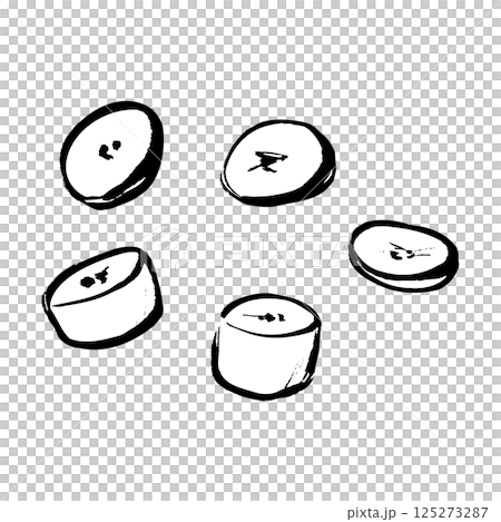 筆タッチのカットされたバナナのイラスト 125273287