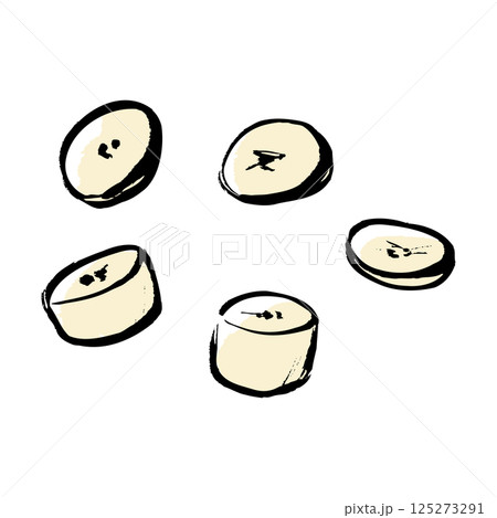 筆タッチのカットされたバナナのイラスト 筆タッチのカットされたバナナのイラスト 125273291