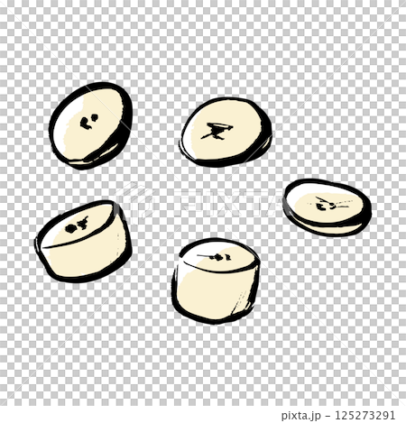 筆タッチのカットされたバナナのイラスト 筆タッチのカットされたバナナのイラスト 125273291