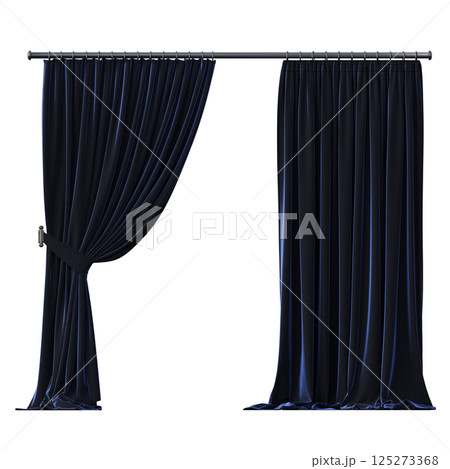 curtain isolated on a transparent background, interior decorations, 3D illustration, cg render 125273368