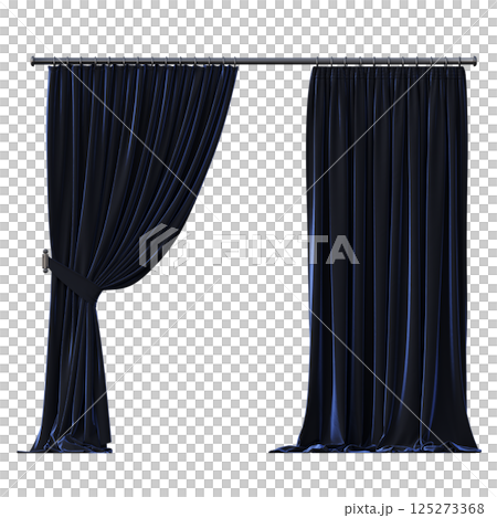 curtain isolated on a transparent background, interior decorations, 3D illustration, cg render 125273368