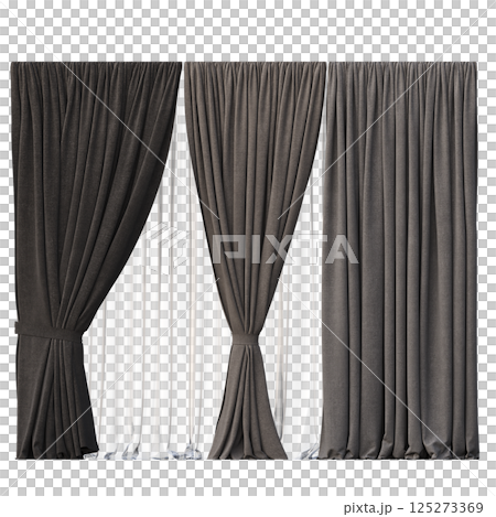 curtain isolated on a transparent background, interior decorations, 3D illustration, cg render 125273369