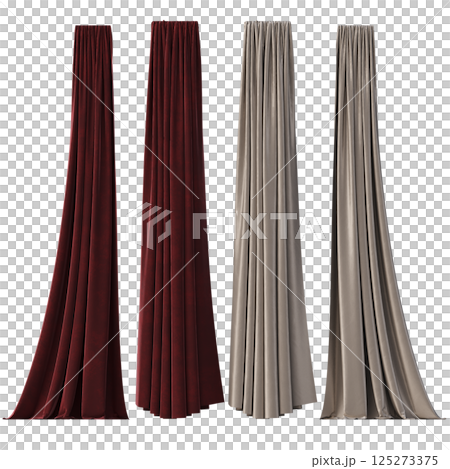 curtain isolated on a transparent background, interior decorations, 3D illustration, cg render curtain isolated on a transparent background, interior decorations, 3D illustration, cg render 125273375