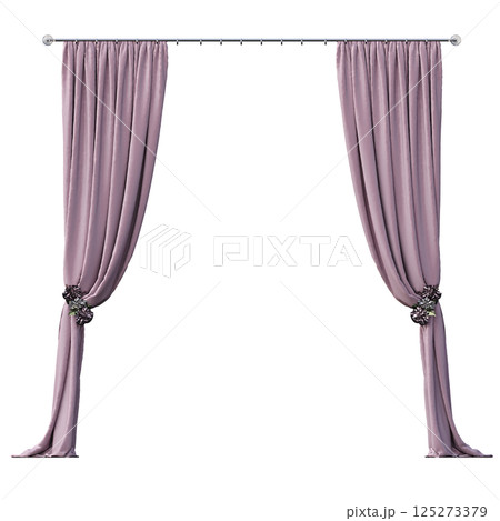 curtain isolated on a transparent background, interior decorations, 3D illustration, cg render 125273379