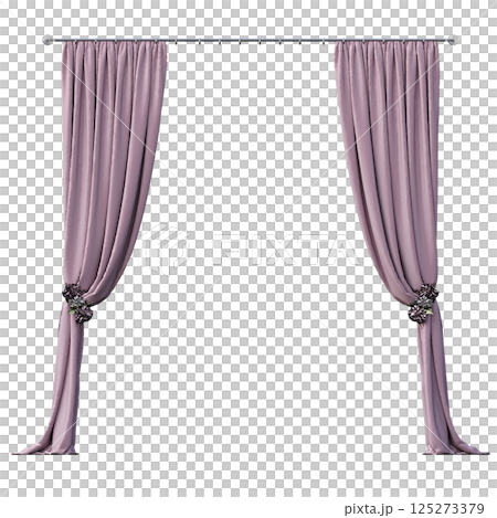 curtain isolated on a transparent background, interior decorations, 3D illustration, cg render 125273379