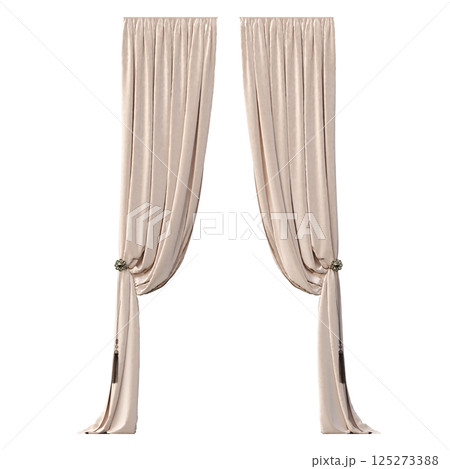 curtain isolated on a transparent background, interior decorations, 3D illustration, cg render curtain isolated on a transparent background, interior decorations, 3D illustration, cg render 125273388