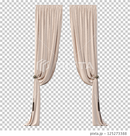 curtain isolated on a transparent background, interior decorations, 3D illustration, cg render curtain isolated on a transparent background, interior decorations, 3D illustration, cg render 125273388