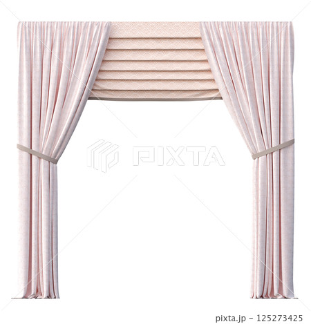 curtain isolated on a transparent background, interior decorations, 3D illustration, cg render 125273425